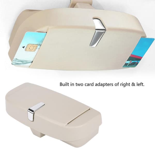 Solbrilleskrin for bil med klips, arrangør, universell, beige