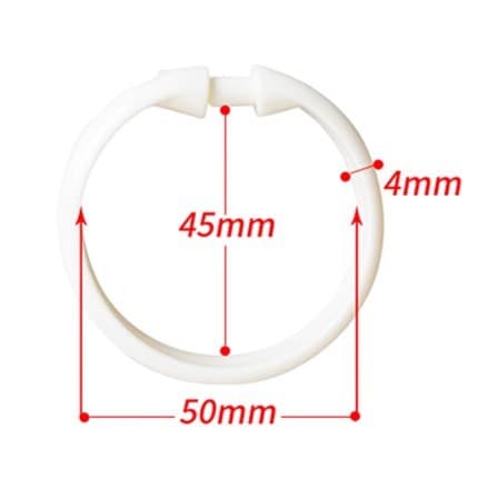 10-pack Duschdraperiringar i Plast, Duschdraperikrokar, Stora Draperiringar, Gardinstångsringar, O-formade Ringar för Dörr- och Fönstergardiner (Vit)