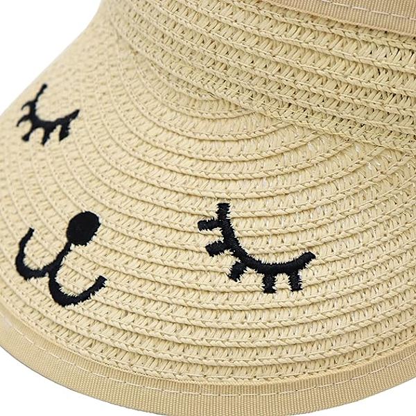Baby Roll-up Straw Visor Hat Sun Hat, Kid Toddler Wide Brim Cute