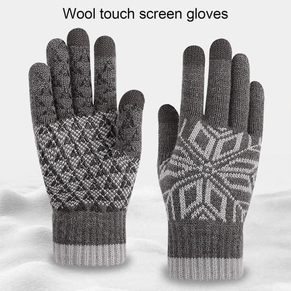 1 par touchscreen-handsker i stretch-uldfor med julemotiver