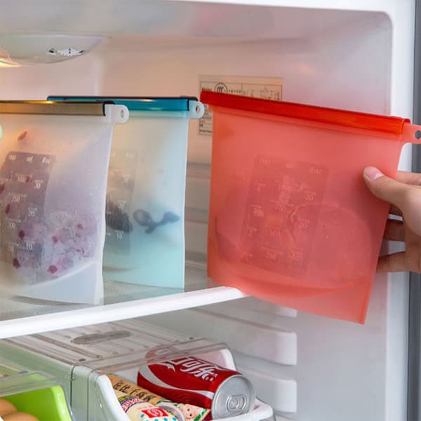 Silikon matposepose grønnsak frukt kjølt pose selv