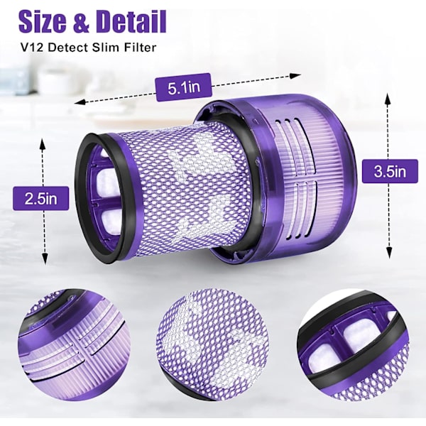 2 kpl Hepa-suodatinta Dyson V12 Detect Slim -pölynimuriin - Taka