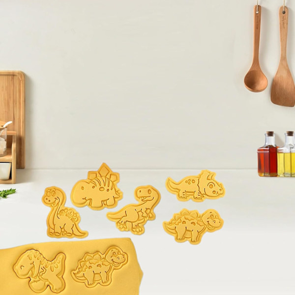 8 stk Dinosaur Pattern Animal Biscuit Stamp, Cartoon Cookie Cutter, Bil