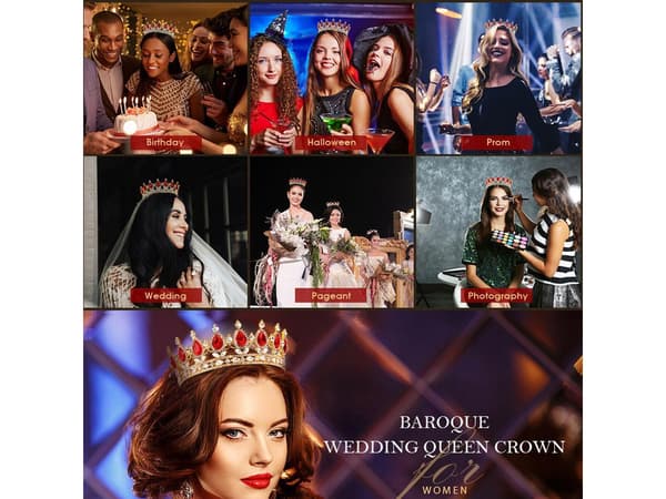 Barock Pageant Queen Bröllop Bröllop Prom Crown Crown Hår Accesso