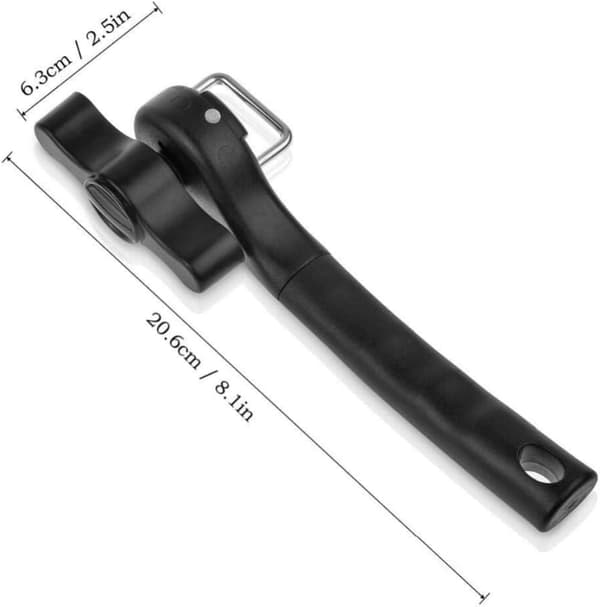 Manuel dåseåbner, sikker manuel dåseåbner, 2 i 1 dåseåbner og flaskeåbner rustfrit stål professionel ergonomisk dåseåbner til køkken (sort