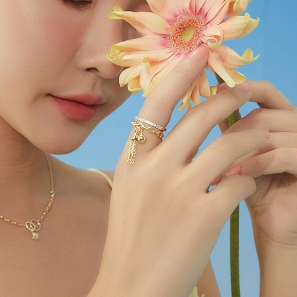 Open Dainty Rings -Gold Plated Cubic Zirconia Circle Rings Jewelr