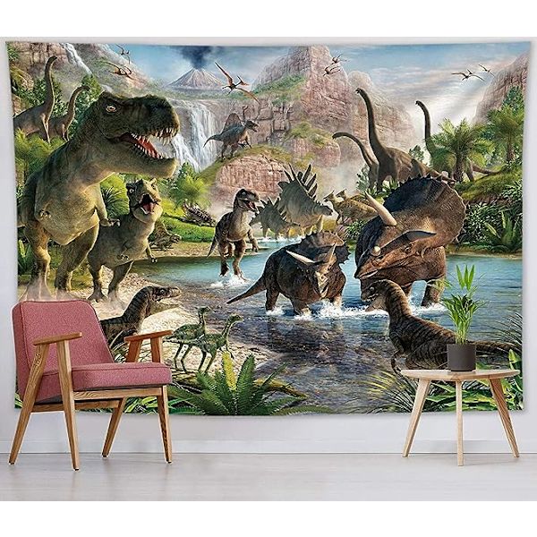 Soveværelse Dekorativ Veggteppe - Gruppe av dinosaurer -200 x 150