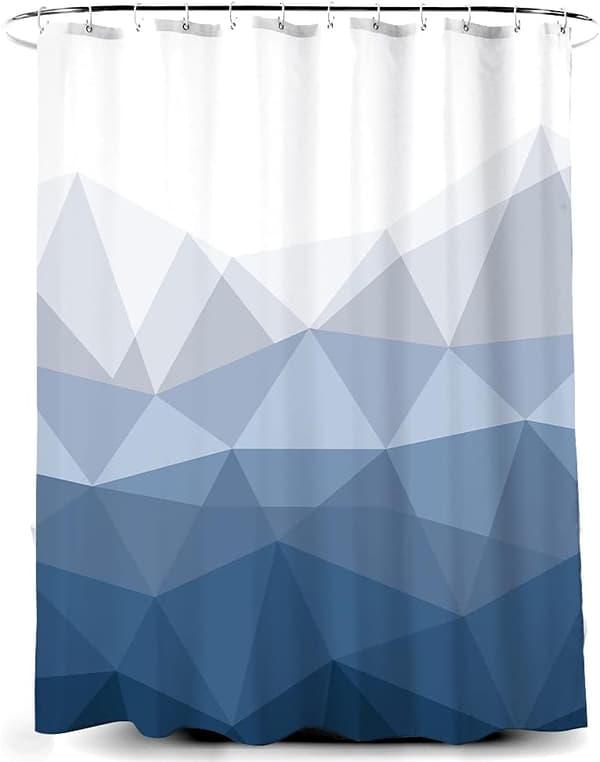 Blå gradient dusjforheng for bad | Polyestermaterial 180cmx