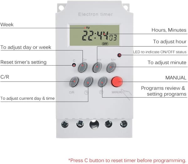 AC 220V 25A Digital Programmerbar Timer Din Skinne Elektronisk Tidskontakt med LCD Display Ur