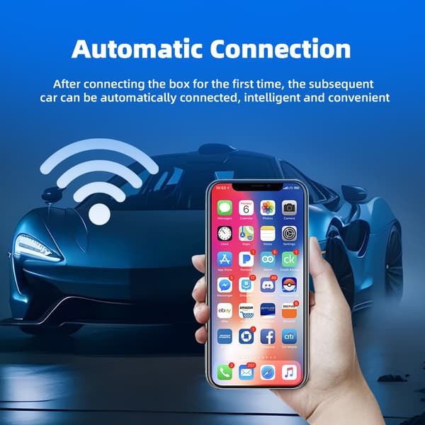 Trådløs CarPlay-adapter til iPhone, konverterer kablet til trådløs Apple CarPlay-adapter, Mini USB til bil