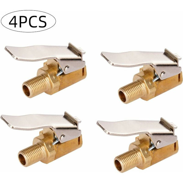 4-delad 8 mm däckventilsadapter, mässingsinflationsventilanslutning för bil- eller lastbilsdäck, spets för pneumatisk mässingskompressor, luftpumpklämma (8 mm)