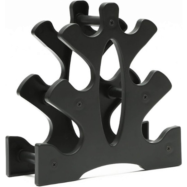 Lille Dumbbell Stativ 3-lags Dumbbell Holder Plastik Dumbbell Stativ Dumbbell Opbevaringsstativ Sportsøvelses Tilbehør til Hjem, Træform, Sort