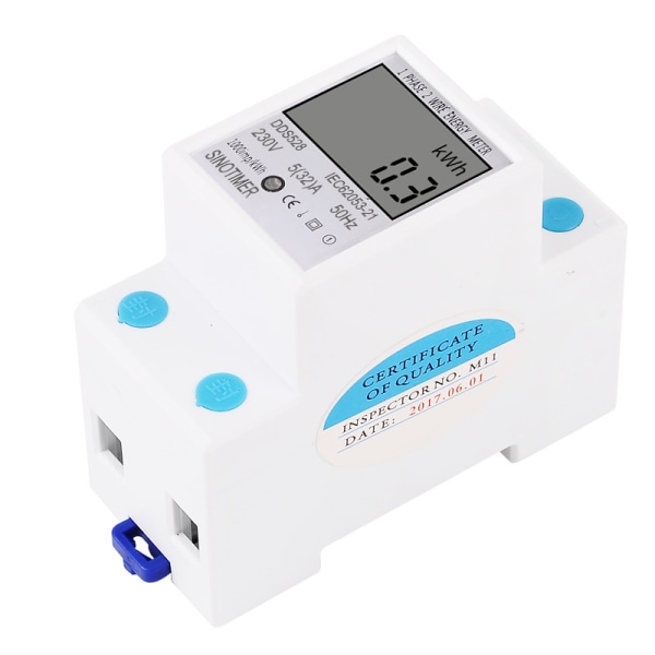 DDS528 multifunktionell intelligent digital displayeffekt 230V enfas skena elektronisk wattimme mätare