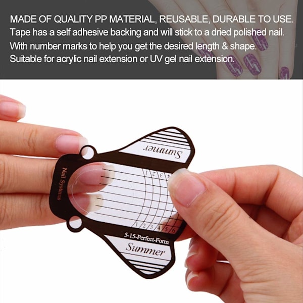 100 st Nail Art Tips Extension, Nail Art Transfer Sticker Form Guide Sticker Manikyr Design Dekoration Accessary