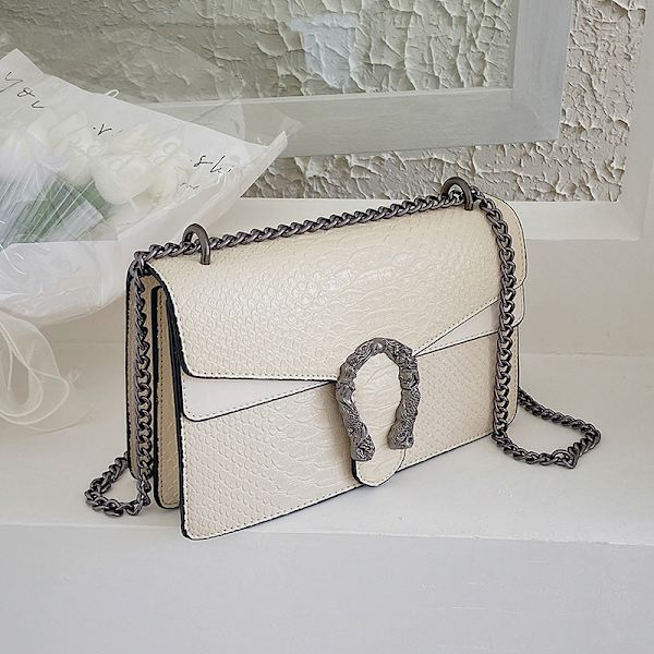 Crossbody axelväska för kvinnor - Ormmönstrad läder Messenger Bag C