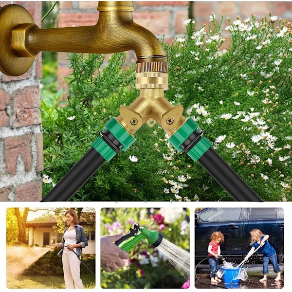 2-Vejs Y-Fordeler Y-Fitting 3/4 Tommer Messingfordeler med Skive Vandhaner Y-Stik Hosesadapter Vanding til Hjem og Have