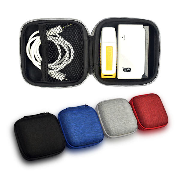 Kabelorganisatör för hörlurar, plånbok, mini-USB-hörlurar, väska för hårddisk i tyg (4 stycken)