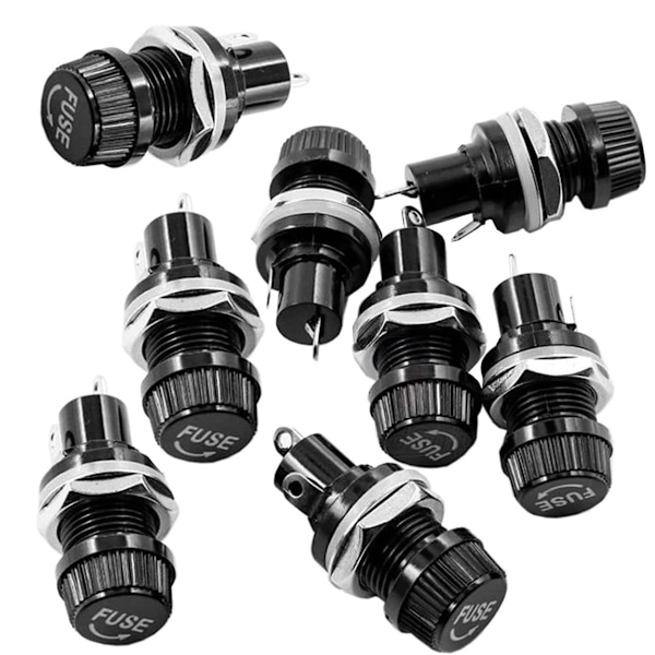 Gebildet 10 stk. 5x20 mm Sikringsholder AC 10A 250V Sort Skruelåg Sikringsholder, Panelmonteret Skruelåg Sikringsholder