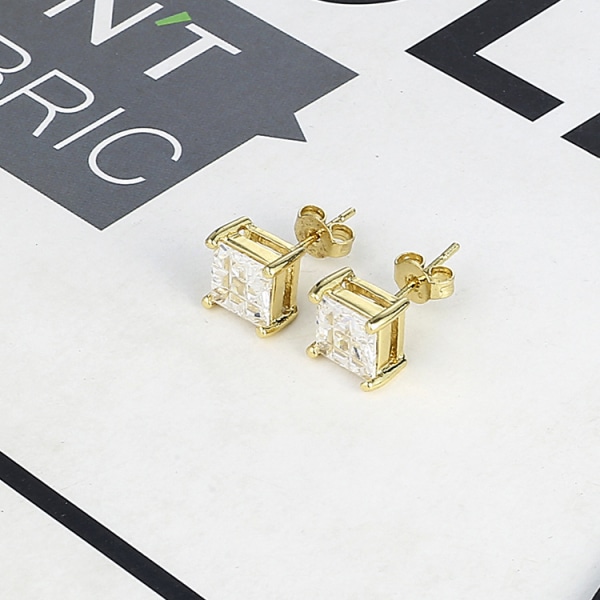 14 K Guld Ørestikker - INVISIBLE SQUARE,1par-6mm