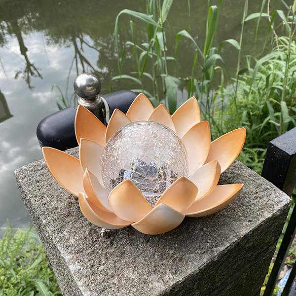 Solcellelampe, 20 cm, højde 10 cm, metal, rav