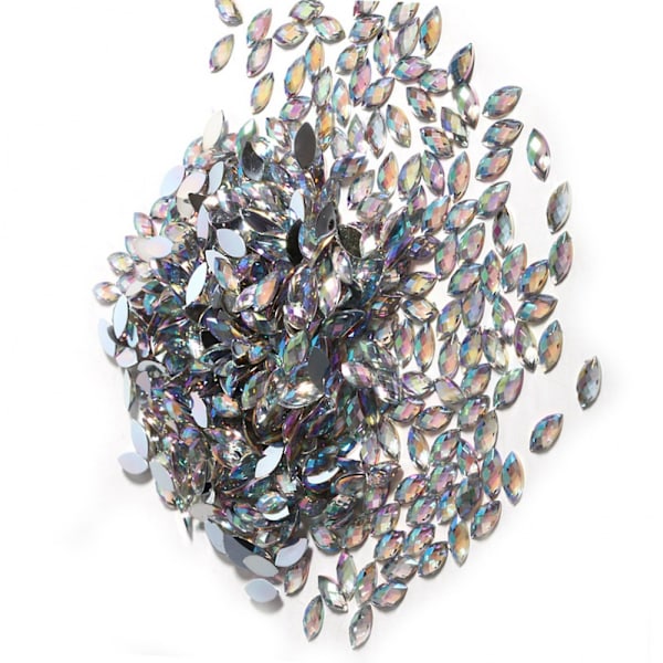 Hesteøyeformede flate akryl-rhinestones for scrapbooking og håndverk i hvitt