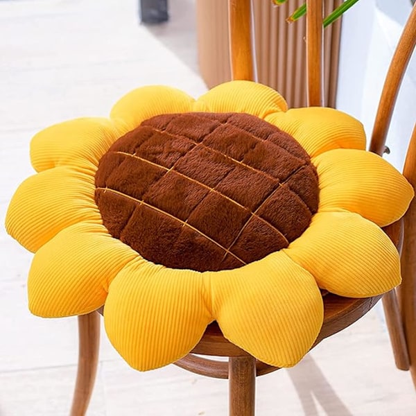 Blomsterpute Blomsterformet pute Søt sittepute Solsikke stol pute Overdimensjonert pynte pute for hjemmedekorasjon Barn Jenter Kvinner Gaver, 40cm