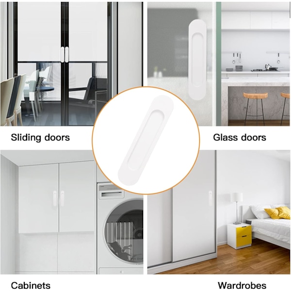 Pakke Oval Skydedørsgreb Aluminium Legering Trækgreb til Skydedør, Skab, Garderobe, Skuffer (Hvid, 148mm)