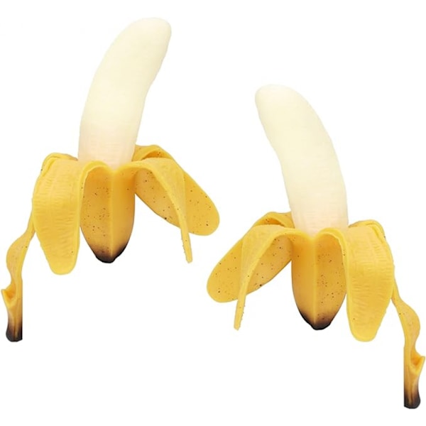 2 st banantoy, simulering banan Squishy leksaker, supermjuk stressavlastning fläckig skalad banan festgåvor för barn, 18*4cm gul