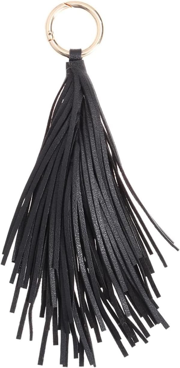 Läder Tassel Nyckelring Nyckelring: Läder Tassel Väska Charm Plånbok