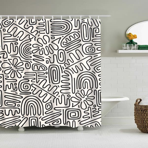 Enkelt polyester vanntett dusjforheng, 180*200cm, med kroker
