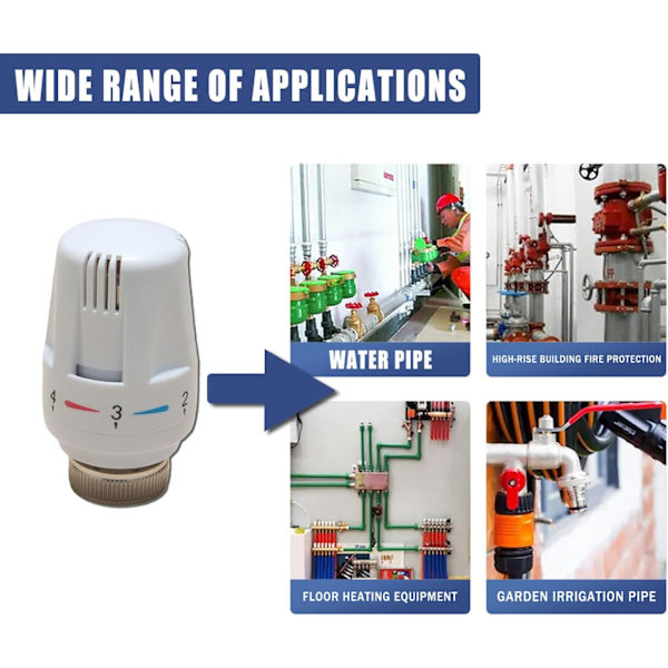 Termostathode Sett med 2 radiatorventiler termostatisk oppvarmingshode for M30 x 1,5 gjenger, oppvarmingsregulator, termostathode (Hvit)