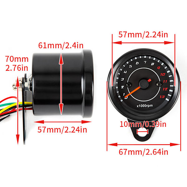 Elektronisk Varvräknare - 12V DC Universal Motorcykel LED Bakgrundsbelysning Mätare