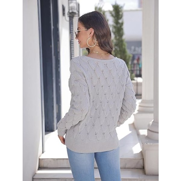 Kvinners blonder V-hals lang ermet pullover gensere lett strikket