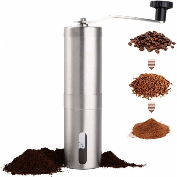 Manuel kaffekværn i rustfrit stål til drypkaffe, espresso, stempelkande, tyrkisk kaffe