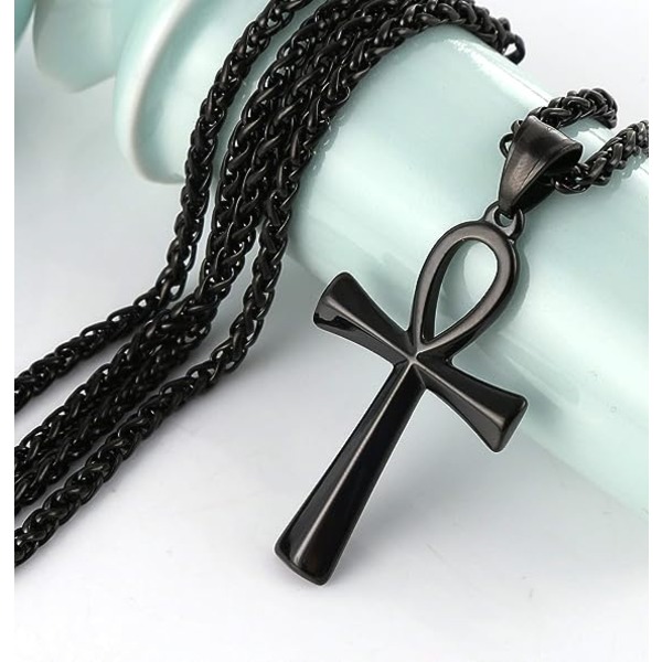 HZMAN, rostfritt stål, koptiskt Ankh Cross Religious Pendant N