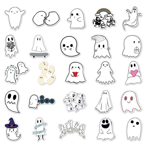 100 kpl Halloween-tarroja, söpöjä aave-tarroja