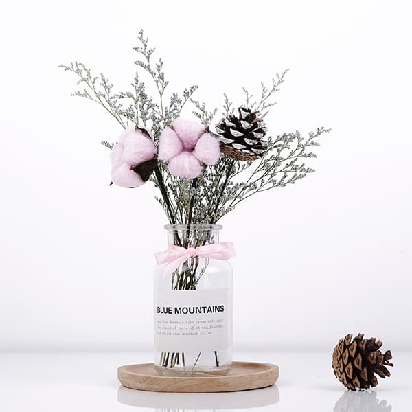 Tørkede blomster til hjemmedekorasjon 30-35cm 2stk Rosa + Blå
