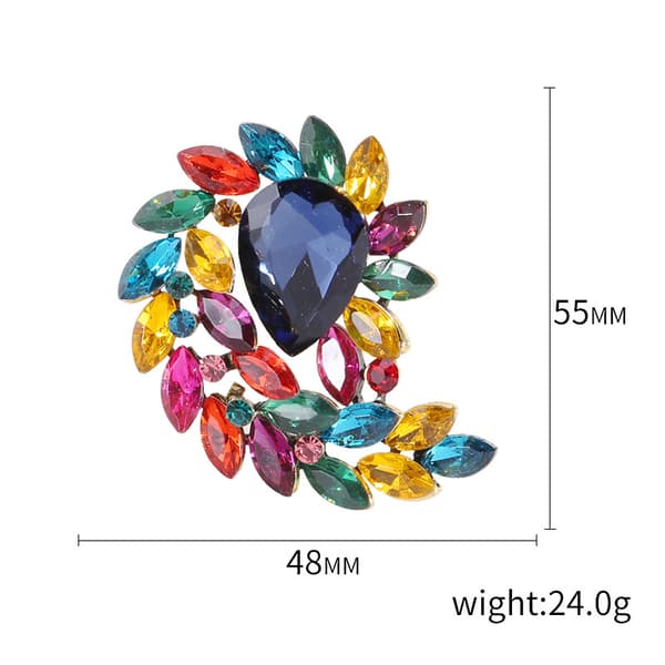 Rhinestone Rød Blad Kostume Brosche Antik Tone (multicolor)