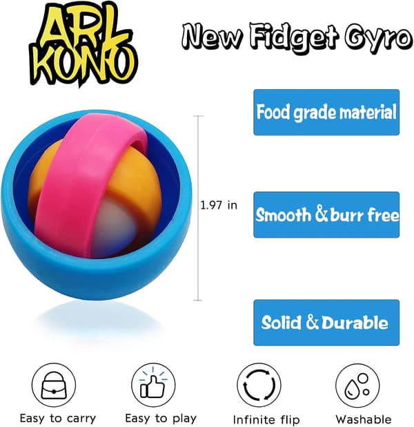 4 Pakke Nye Fidget Sensoriske Leker, Uendelig Flip Morsom Spinner 3D Ball