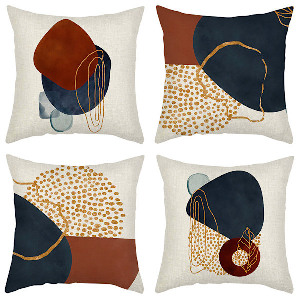 Mid-Century Modern Boho Abstrakta Kuddfodral 18x18 Set av