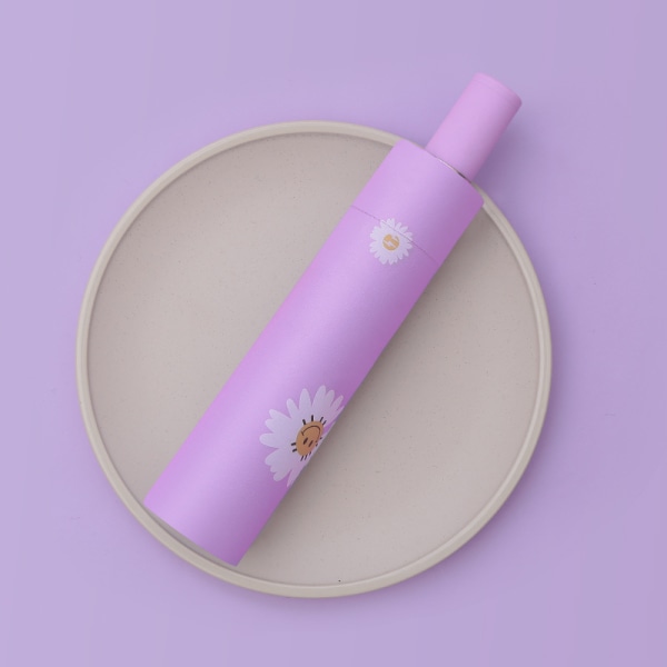 1 stk. Daisy paraply Automatisk 8-benet sort lim Anti-UV UPF50+
