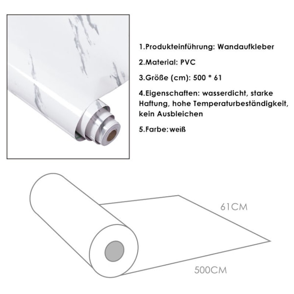 5m x 60cm PVC itseliimautuva tapetti vedenpitävä keittiön vaatekaappi