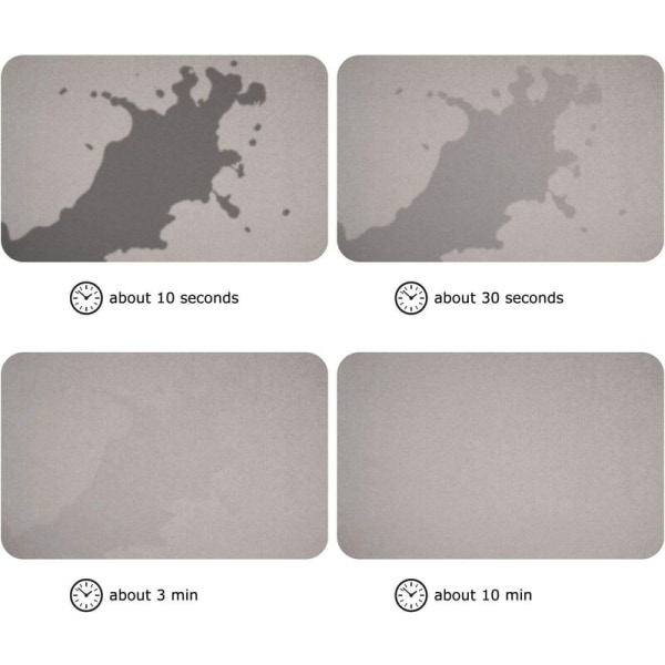 Diatoméjord-bademåtte Bademåtte Skridsikret brusemåtte til badeværelse 60 x 39 x 0,9 cm (grå)