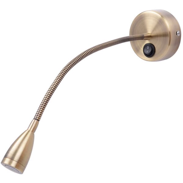 Fleksibel sengelampe med bryter, 1 CREE LED 3 W, bronse