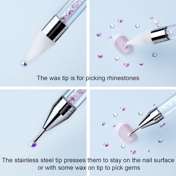 2 st Rhinestone Picker Dotting Pen, Dubbelsidig Rhinestone Gem