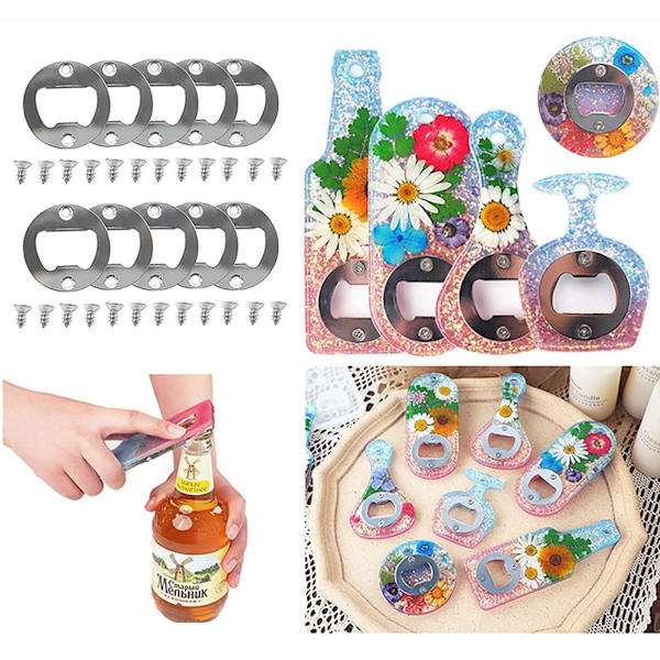 Flaskeåbner Resin Molds, Øloplukker Silikoneform, Epoxy Resin Støbeforme, Ølnøglesæt med Skruetrækker og Mønt