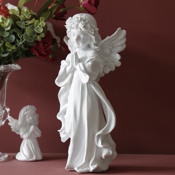 1 stk. dejlig bedende pigeengel - hvid stor (30*15cm)