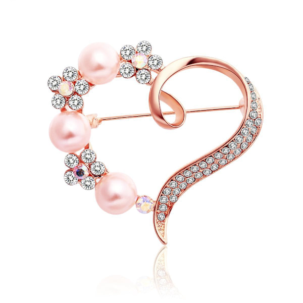 Högkvalitativa broscher, diamantprydd corsage, mors dag kläder, kärleks hjärta brosch