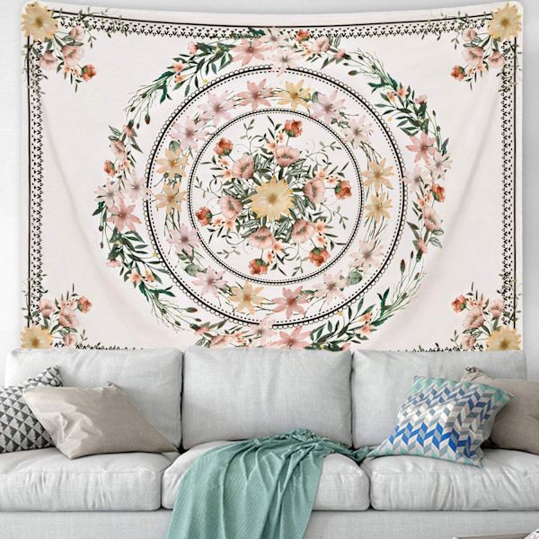 Mandala Blomster Natur - Vægophæng - 200x150 cm - Stort Vægophæng