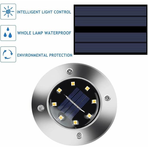 Utendørs solcellelys 8 LED 4 stk hagespotlys solcellelys vanntett IP65